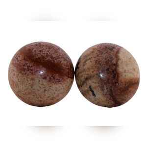 12mm Round Picture Jasper Silver Stud Earrings 12RSSE5
